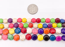 Cargar imagen en el visor de la galería, 8mm&amp;10mm Howlite Multicolor Puffy Coin Beads Around 15-16" Price for 1 Strand

