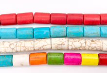 Cargar imagen en el visor de la galería, 10x14mm Howlite Rectangle Beads Red, Turquoise, White &amp; Multicolor Around 15-16" Price for 1 Strand
