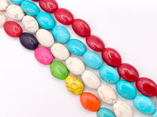 Cargar imagen en el visor de la galería, 10x13-14mm Howlite Oval Beads Red, Turquoise, White &amp; Multicolor Around 15" Price for 1 Strand

