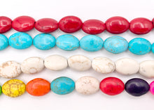 Cargar imagen en el visor de la galería, 10x13-14mm Howlite Oval Beads Red, Turquoise, White &amp; Multicolor Around 15" Price for 1 Strand
