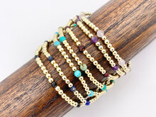 Load image into Gallery viewer, 18K Gold Plated Hematite + Assorted Stones Dainty Stretchy Bracelet 1 piece
