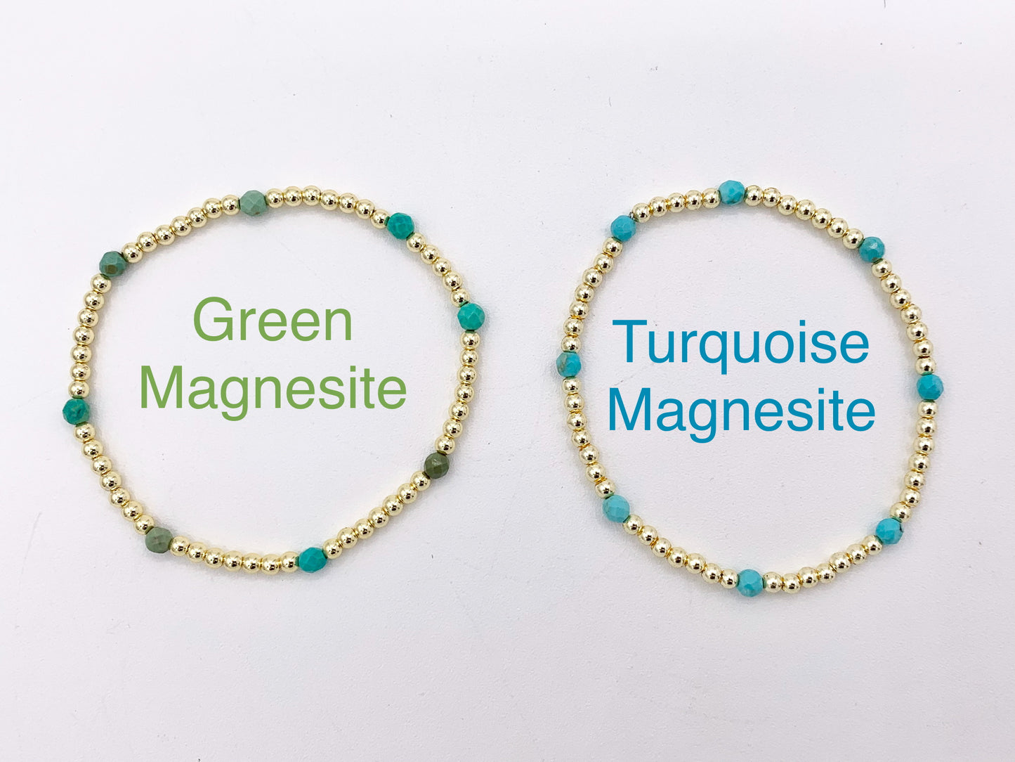 18K Gold Plated Hematite + Assorted Stones Dainty Stretchy Bracelet 1 piece