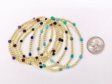 Cargar imagen en el visor de la galería, 18K Gold Plated Hematite + Assorted Stones Dainty Stretchy Bracelet 1 piece
