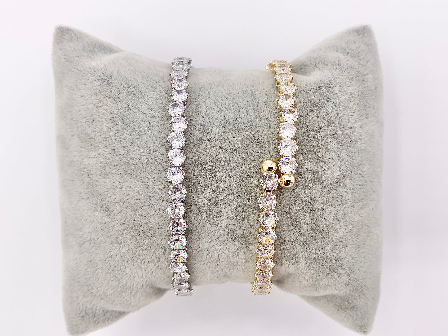 CZ Pave Cluster Rhinestone Baguette Fancy Flexible Bracelet Cuffs In Real Gold/Platinum 18K Plated Copper 4 PCS