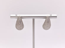 Load image into Gallery viewer, CZ Pave Drop Puffy Earrings in 18K Gold or Silver Plated Copper 3 PAIRS
