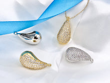 Cargar imagen en el visor de la galería, Cute Puffy Teardrop Pendants in CZ Pave 18k Gold or Silver Plated over Copper 5 PCS
