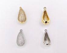 Cargar imagen en el visor de la galería, Cute Puffy Teardrop Pendants in CZ Pave 18k Gold or Silver Plated over Copper 5 PCS
