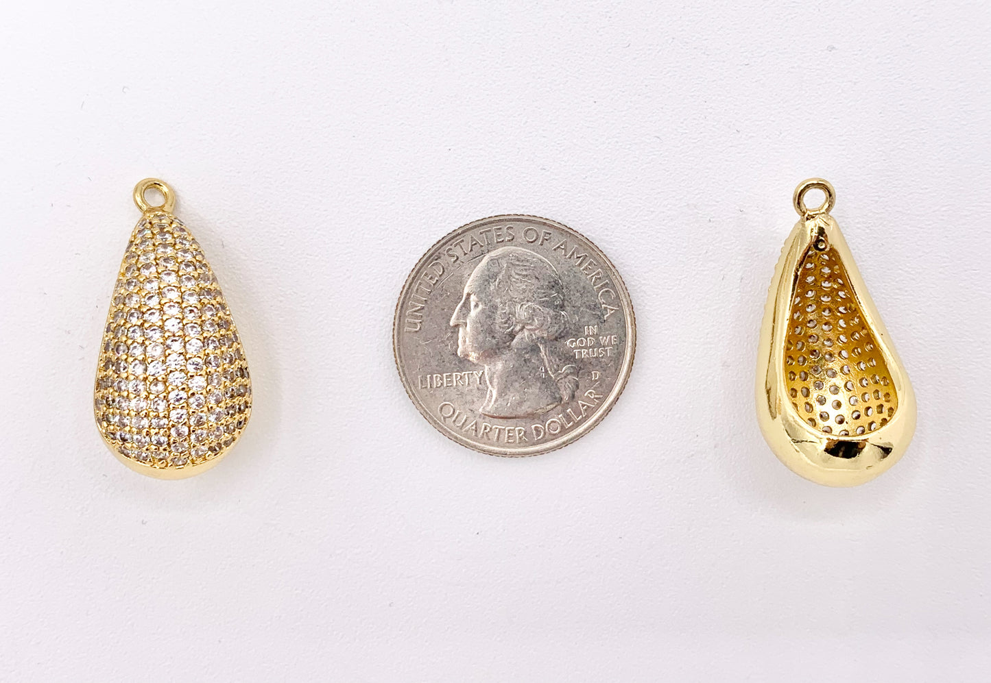 Cute Puffy Teardrop Pendants in CZ Pave 18k Gold or Silver Plated over Copper 5 PCS