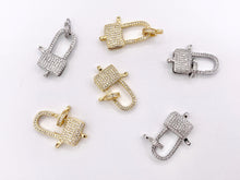 Load image into Gallery viewer, CZ Pave Luxury Large Lobster Clasps Real Gold/Platinum Plated Over Brass 3 PCS
