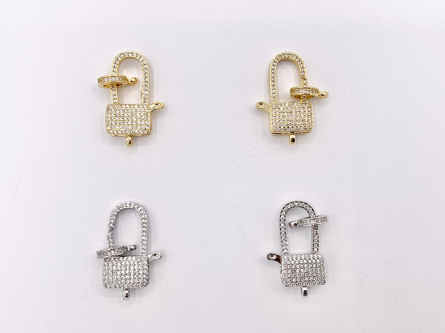 CZ Pave Luxury Large Lobster Clasps Real Gold/Platinum Plated Over Brass 3 PCS
