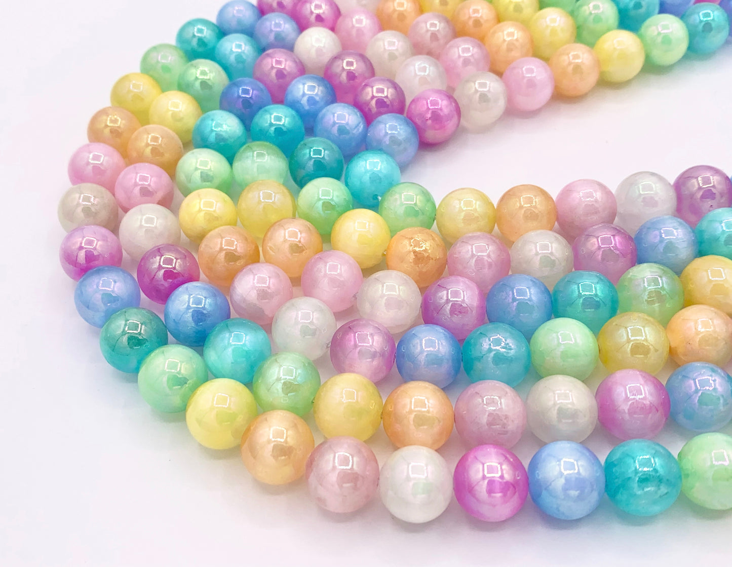 Electroplated Colorful Selenite Mystic Coated Dyed Selenite Smooth Beads Perfect for Easter 6mm 8mm 10mm Natural Stone Beads