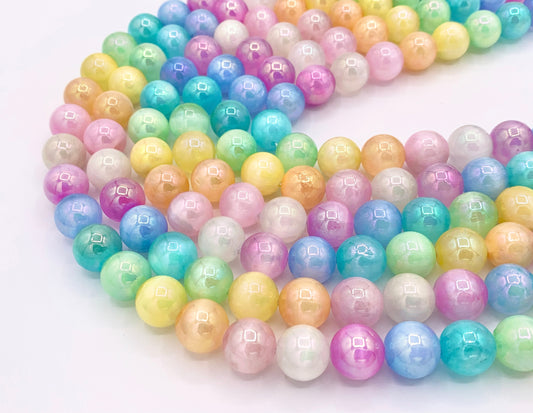 Electroplated Colorful Selenite Mystic Coated Dyed Selenite Smooth Beads Perfect for Easter 6mm 8mm 10mm Natural Stone Beads