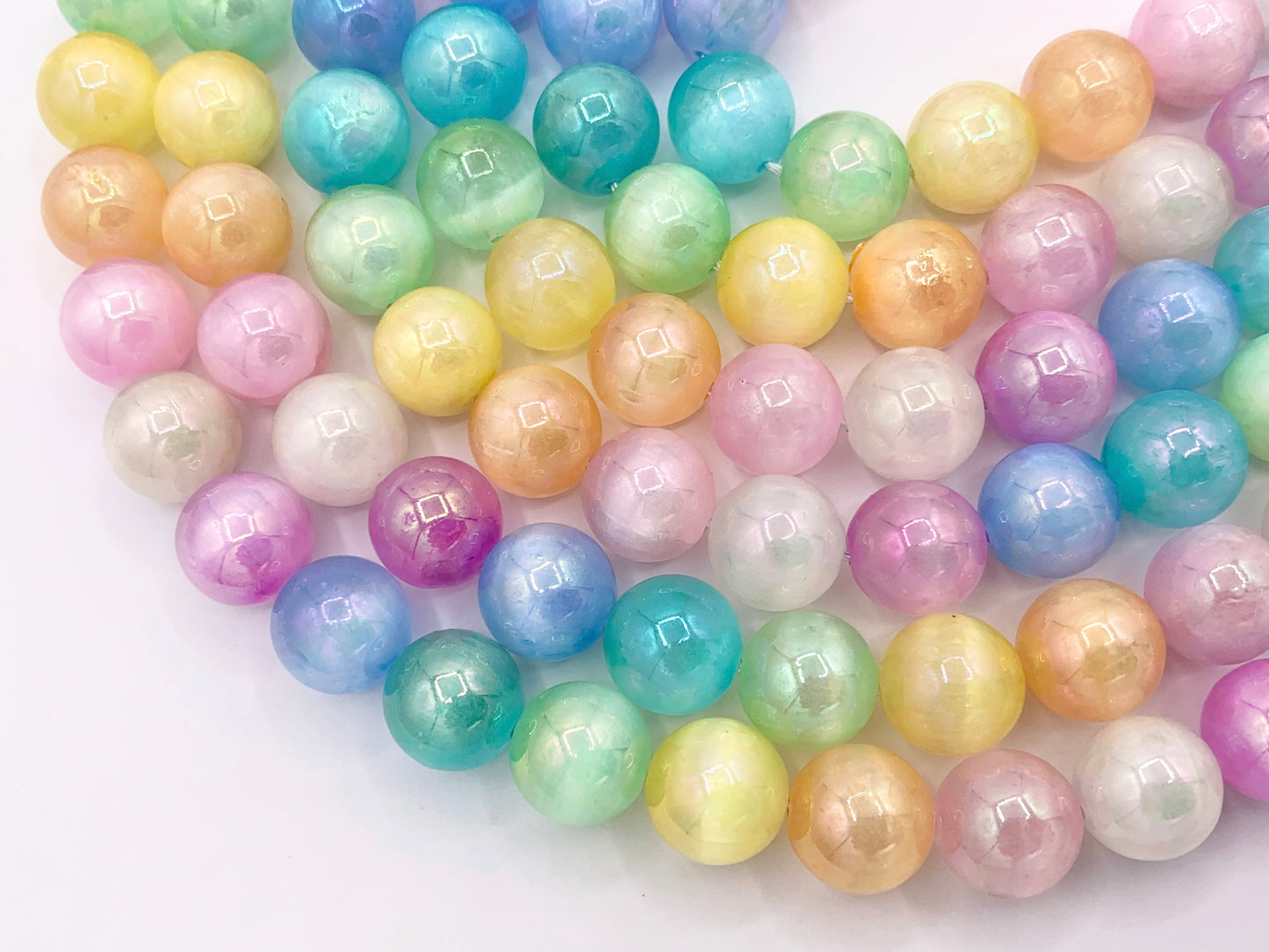 Electroplated Colorful Selenite Mystic Coated Dyed Selenite Smooth Beads Perfect for Easter 6mm 8mm 10mm Natural Stone Beads