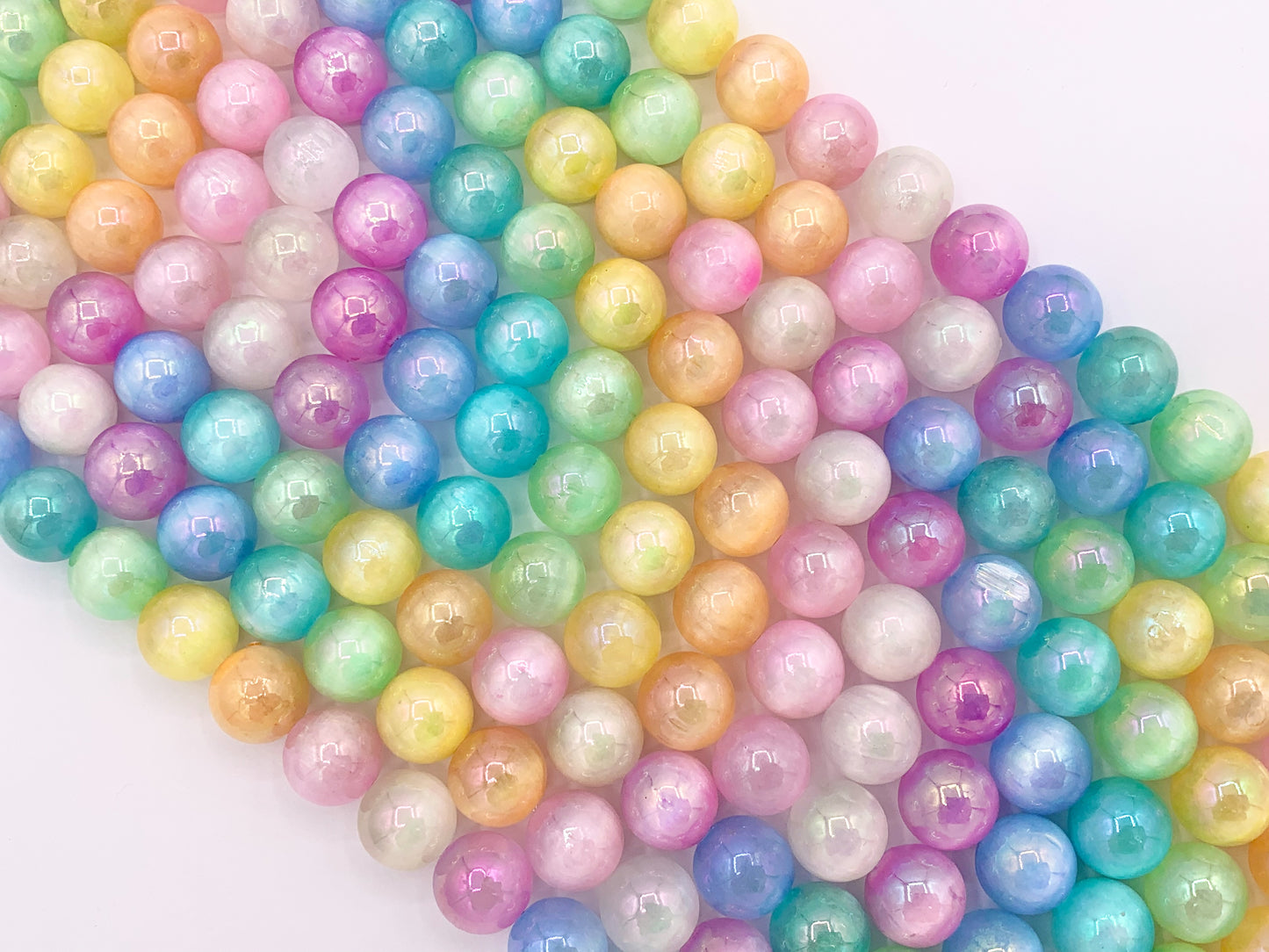 Electroplated Colorful Selenite Mystic Coated Dyed Selenite Smooth Beads Perfect for Easter 6mm 8mm 10mm Natural Stone Beads