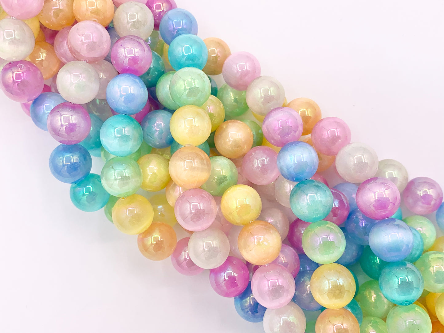 Electroplated Colorful Selenite Mystic Coated Dyed Selenite Smooth Beads Perfect for Easter 6mm 8mm 10mm Natural Stone Beads