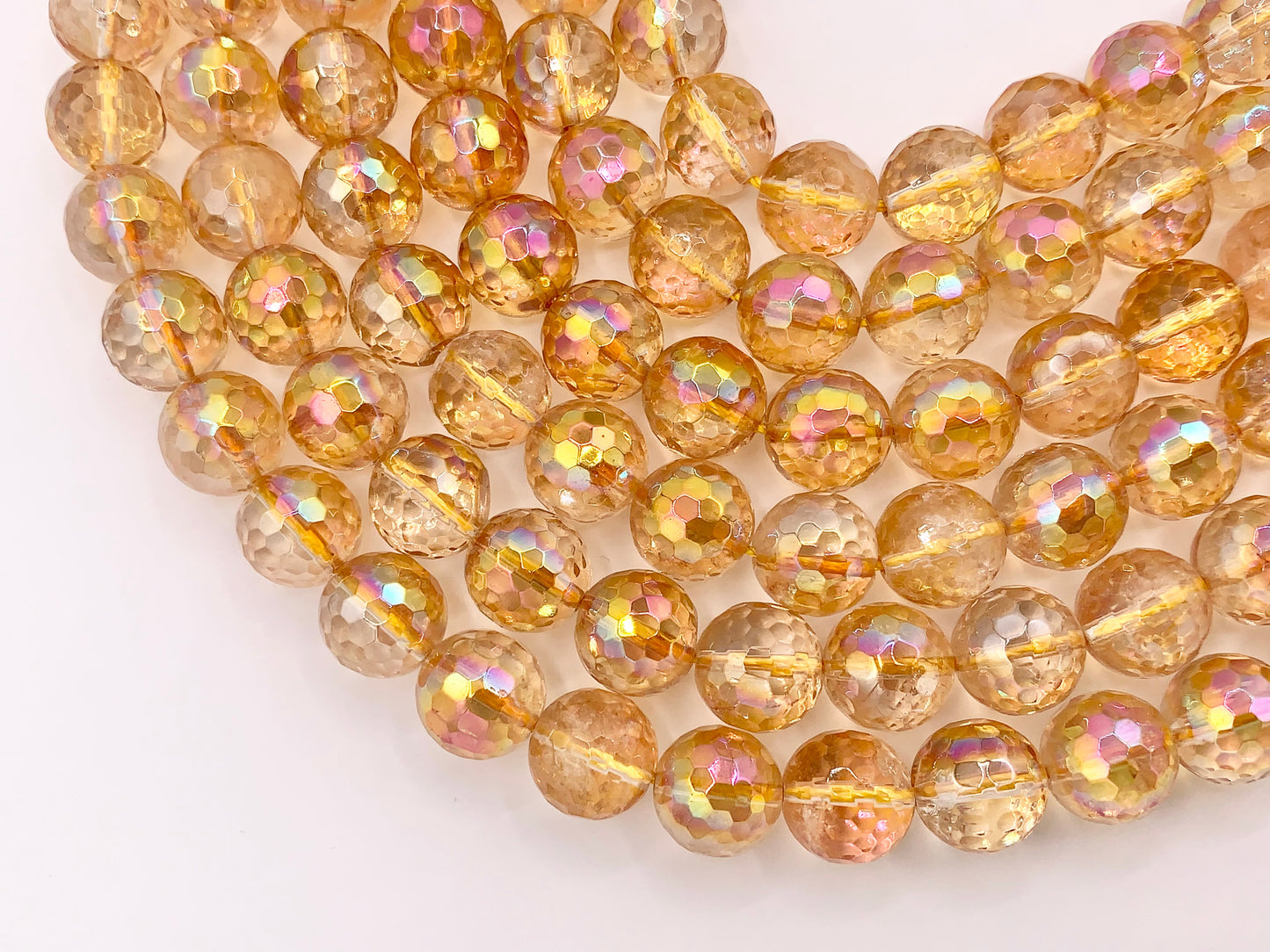 Electroplated Natural Citrine Mystic Coated Faceted Orange Stone Beads 6mm 8mm 10mm