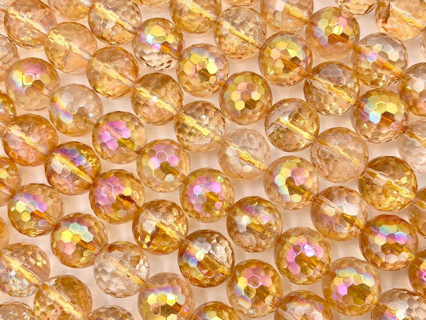 Electroplated Natural Citrine Mystic Coated Faceted Orange Stone Beads 6mm 8mm 10mm