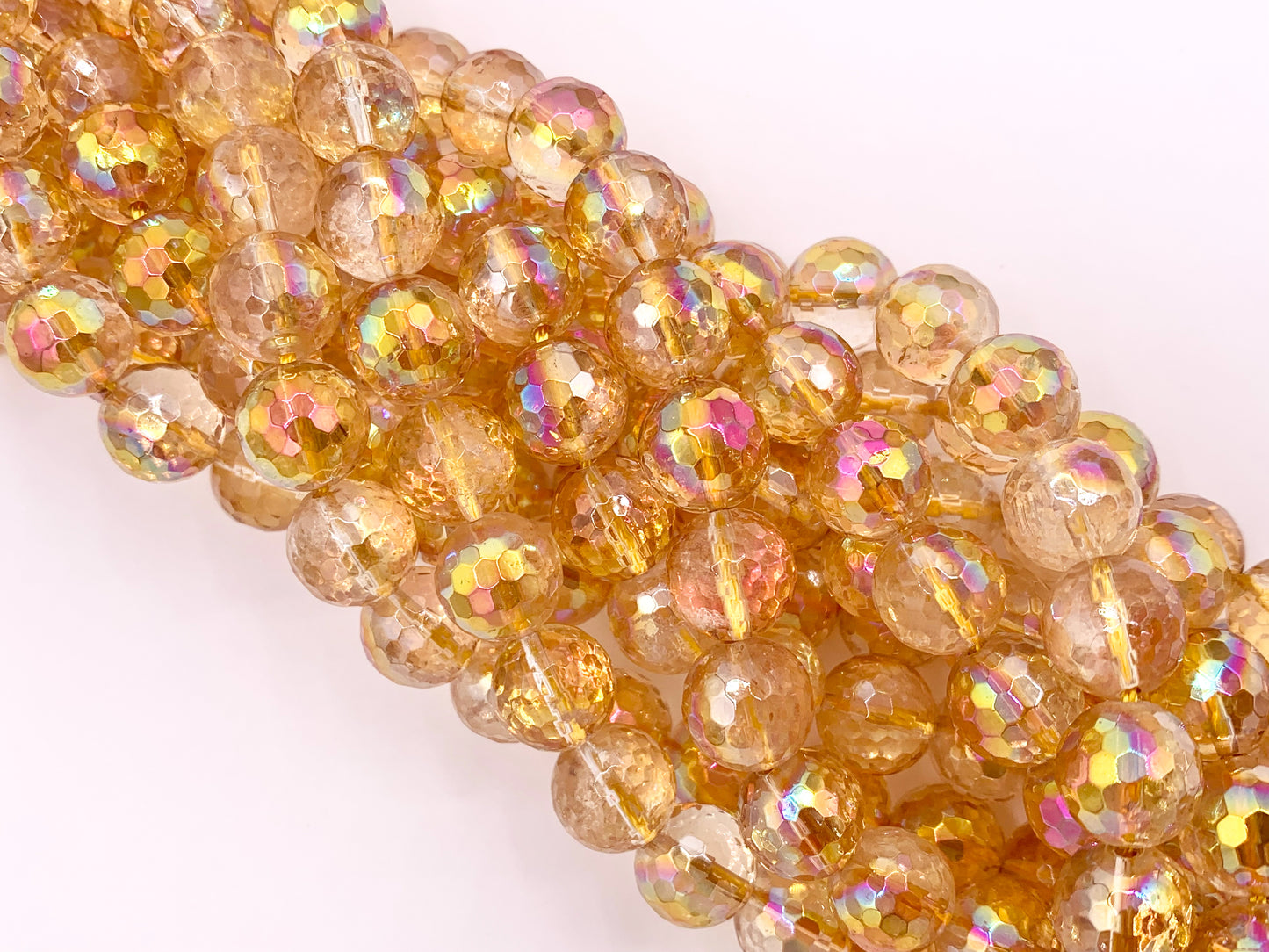 Electroplated Natural Citrine Mystic Coated Faceted Orange Stone Beads 6mm 8mm 10mm