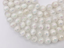Load image into Gallery viewer, Electroplated Natural Selenite Mystic Coated White Selenite Smooth Beads 6mm 8mm 10mm Natural Stone Beads
