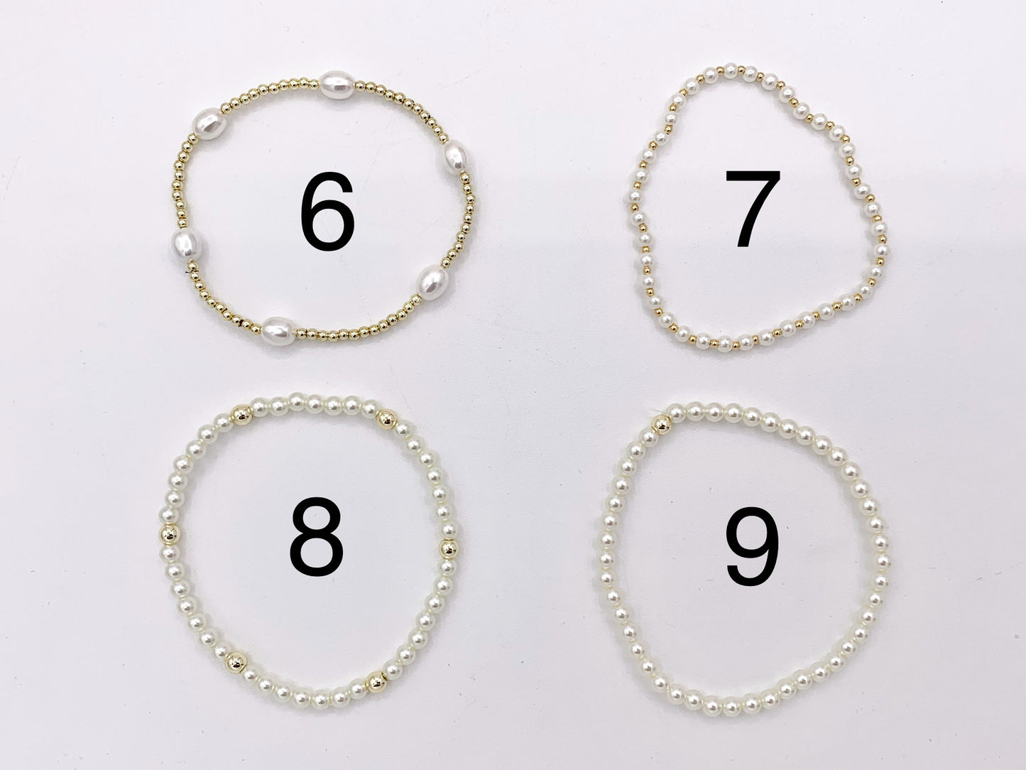 18K Gold Plated Hematite Freshwater Pearl Glass Pearl Dainty Stretchy Bracelet 1 piece