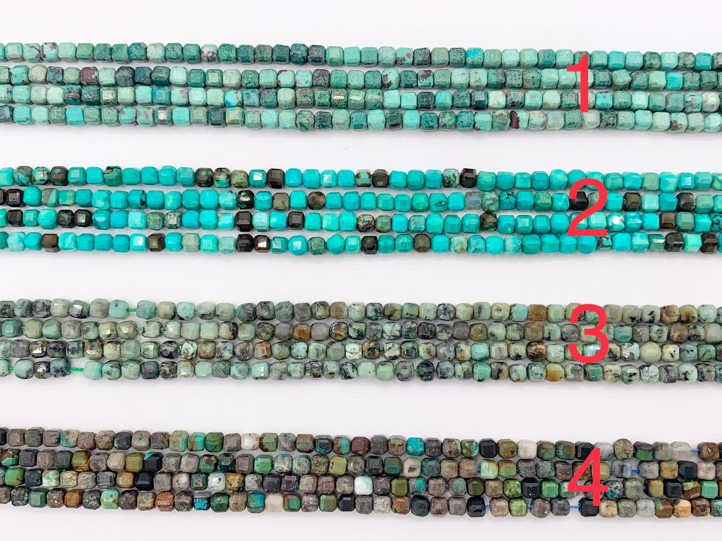 3mm Assorted High Quality Dainty Stone Hand Cut Faceted Cube Beads 8 Different Natural Stone Beads 15" Strand