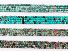 Cargar imagen en el visor de la galería, 3mm Assorted High Quality Dainty Stone Hand Cut Faceted Cube Beads 8 Different Natural Stone Beads 15" Strand
