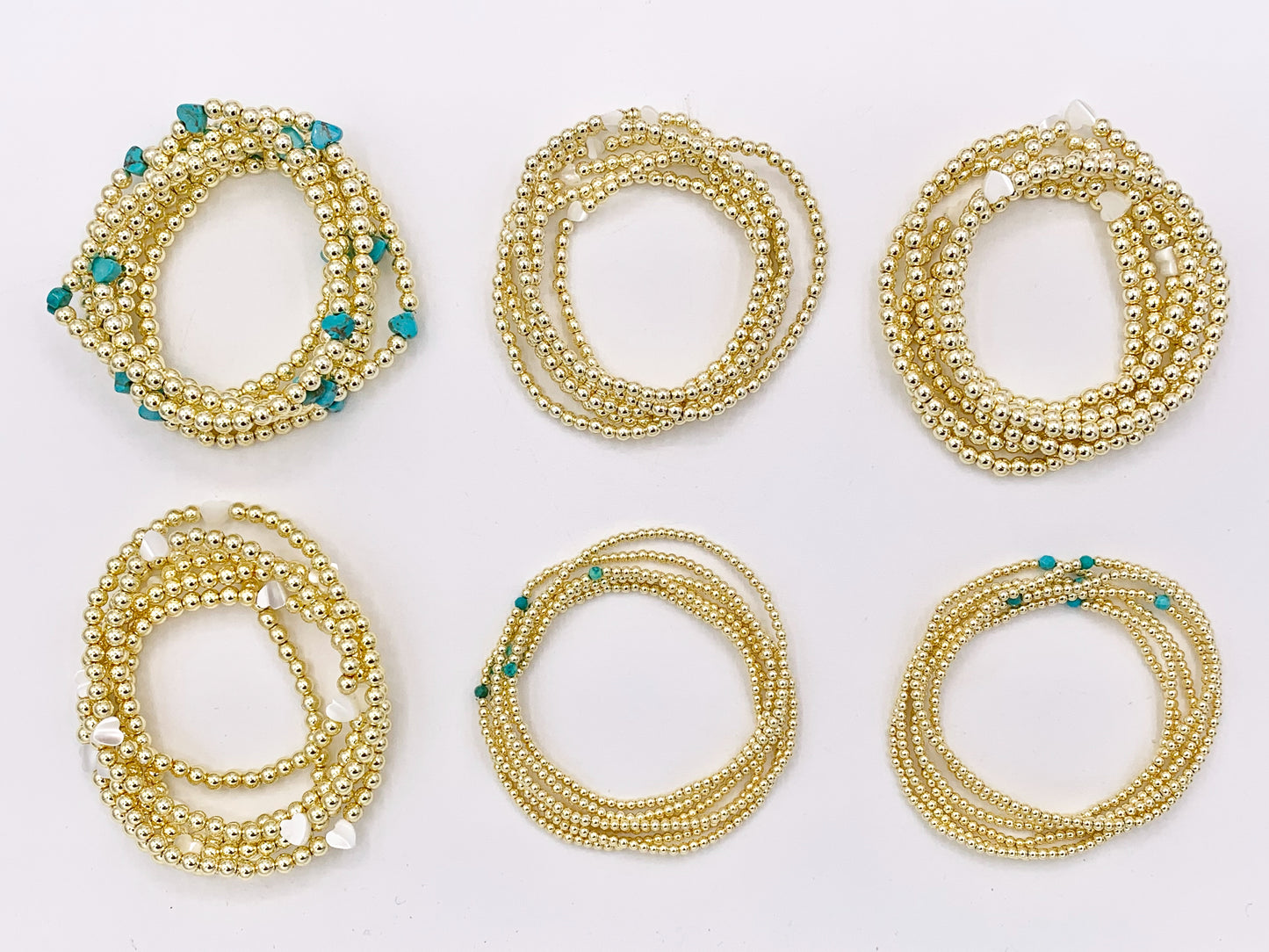 18K Gold Plated Hematite Magnesite/ Howlite/ Shell Dainty Stretchy Bracelet 1 piece