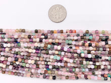 Cargar imagen en el visor de la galería, 3mm Assorted High Quality Dainty Stone Hand Cut Faceted Cube Beads 8 Different Natural Stone Beads 15" Strand
