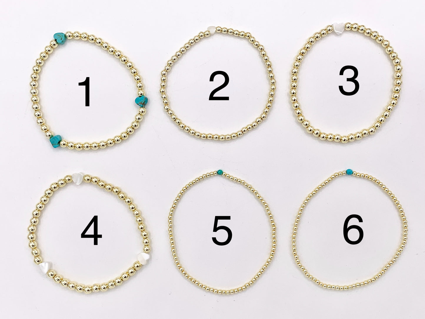 18K Gold Plated Hematite Magnesite/ Howlite/ Shell Dainty Stretchy Bracelet 1 piece