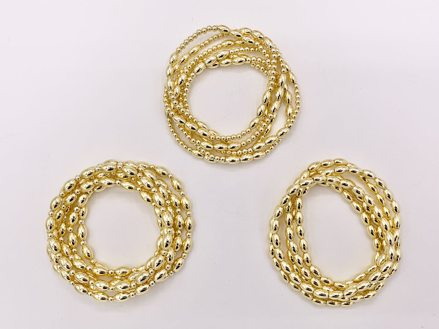 18K Gold Plated Hematite Rice Shape Beaded Dainty Stretchy Bracelet 1 piece