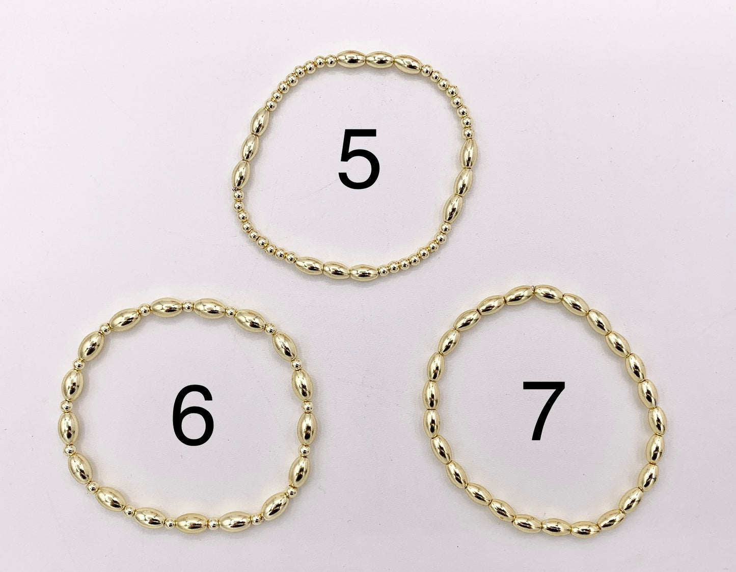 18K Gold Plated Hematite Rice Shape Beaded Dainty Stretchy Bracelet 1 piece