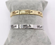 Load image into Gallery viewer, Laser Carved MOM Bracelet Engraved Adjustable Cuffs in Real Gold or Silver 18K Plated Copper 2 PCS
