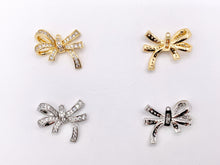 Cargar imagen en el visor de la galería, Cute Luxury Bowtie Pendant in CZ Pave 18K Gold/Platinum Plated Over Copper 4PCS
