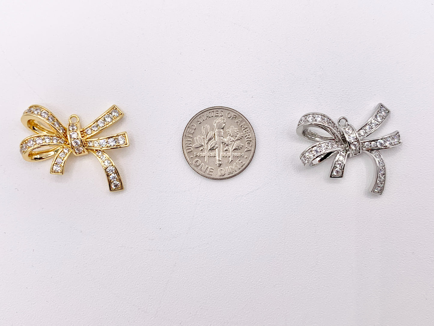 Cute Luxury Bowtie Pendant in CZ Pave 18K Gold/Platinum Plated Over Copper 4PCS