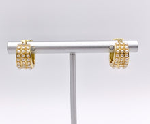 Cargar imagen en el visor de la galería, Dainty Pearl 14mm Earring Huggies in 18K Gold or Silver Plated Copper 3 PAIRS
