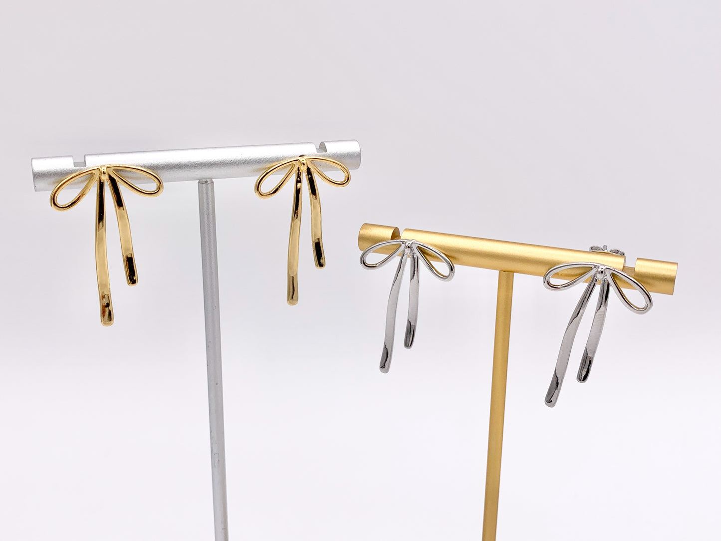 Cute Bowtie Earring Studs in 18K Gold/Platinum Plated Over Copper Earrings 4 PAIRS