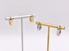 Cargar imagen en el visor de la galería, Dainty Rectangle 18mm Earring Huggies in 18K Gold or Silver Plated Copper 5 PAIRS
