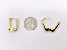 Cargar imagen en el visor de la galería, Dainty Rectangle 18mm Earring Huggies in 18K Gold or Silver Plated Copper 5 PAIRS
