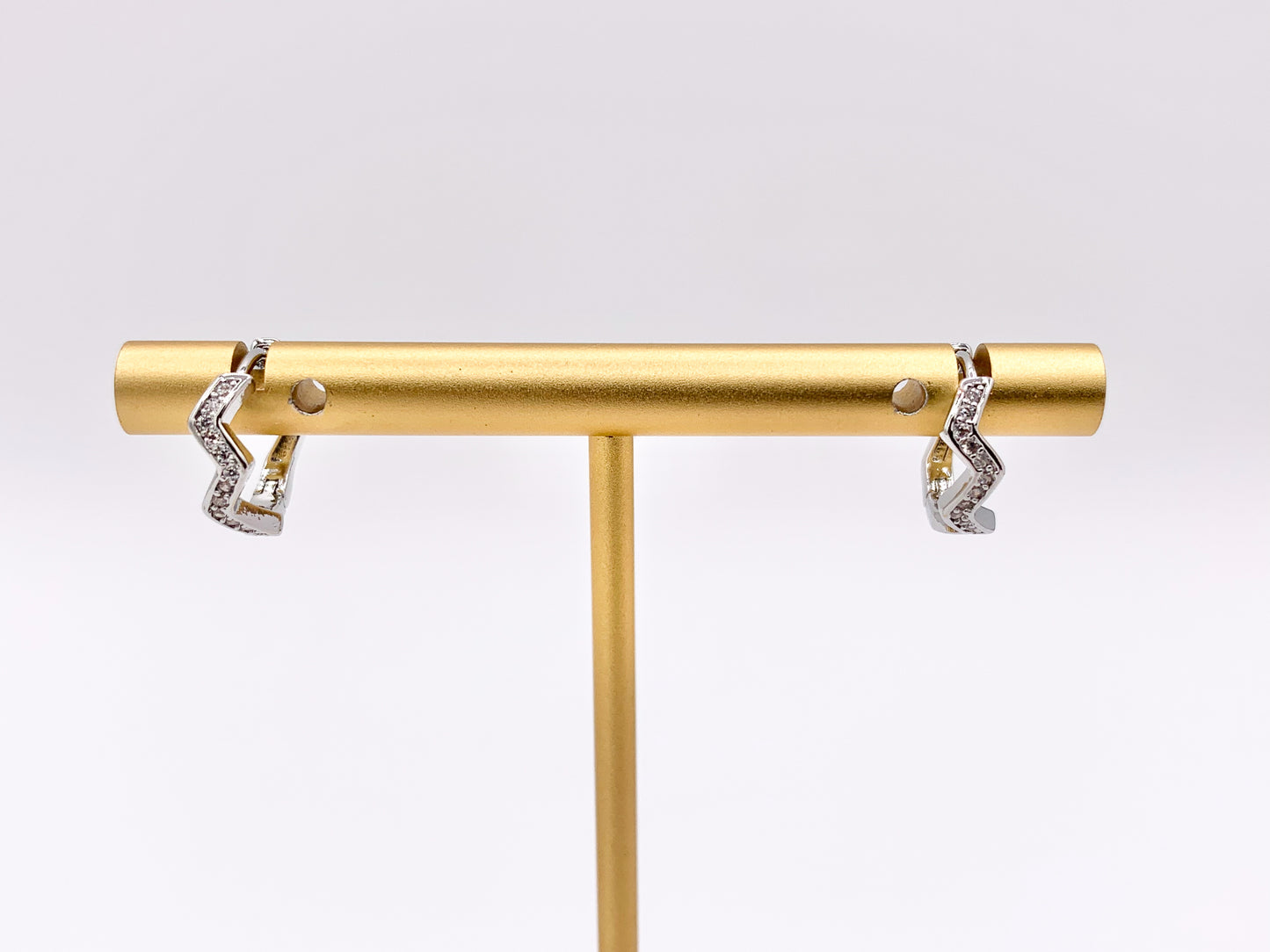 Dainty Wavy 11mm CZ Earring Huggies in 18K Gold or Silver Plated Copper 5 PAIRS