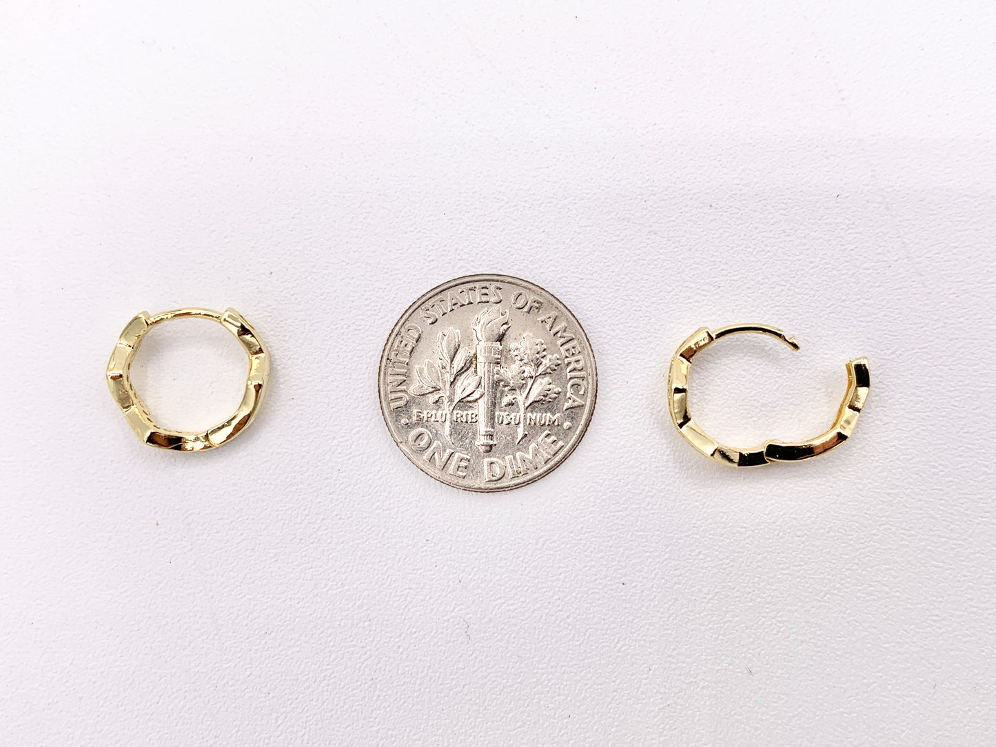 Dainty Wavy 11mm CZ Earring Huggies in 18K Gold or Silver Plated Copper 5 PAIRS