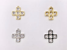 Cargar imagen en el visor de la galería, Whimsical Bedazzle Gold Cross Pendants with Beautiful CZ Pave in 18K Gold or Silver plated Copper 5 PCS
