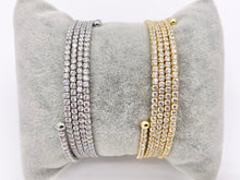 Cargar imagen en el visor de la galería, CZ Pave Rhinestone 5 Layers Baguette Fancy Flexible Bracelet Cuffs In Real Gold/Platinum 18K Plated Copper 2 PCS
