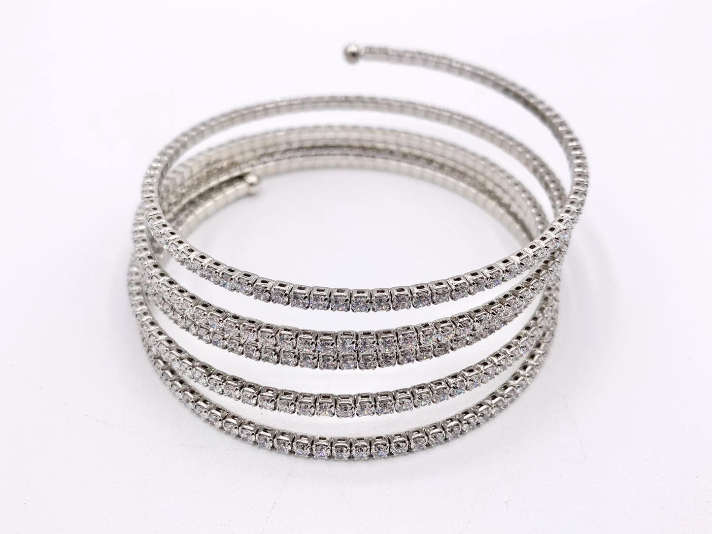 CZ Pave Rhinestone 5 Layers Baguette Fancy Flexible Bracelet Cuffs In Real Gold/Platinum 18K Plated Copper 2 PCS