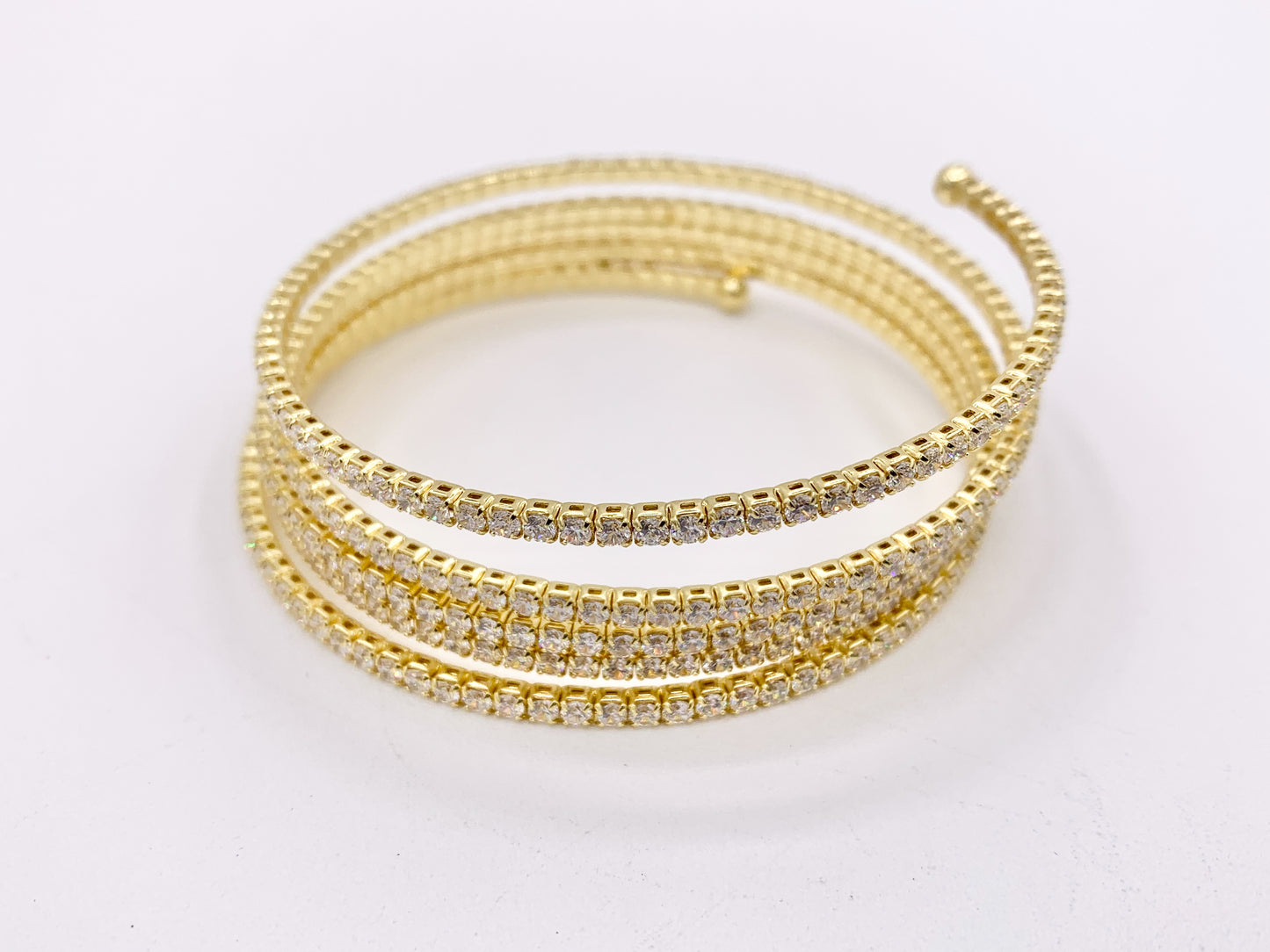 CZ Pave Rhinestone 5 Layers Baguette Fancy Flexible Bracelet Cuffs In Real Gold/Platinum 18K Plated Copper 2 PCS