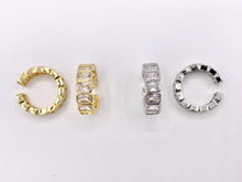 Load image into Gallery viewer, CZ Pave Baguette Link Rings in 18K gold or Silver Plated Copper 3 PCS
