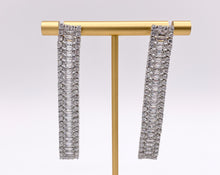 Cargar imagen en el visor de la galería, Drop Baguette CZ Pave Dangle Earrings in 18K Gold/Platinum Plated Copper 3 PAIRS
