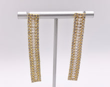 Load image into Gallery viewer, Drop Baguette CZ Pave Dangle Earrings in 18K Gold/Platinum Plated Copper 3 PAIRS
