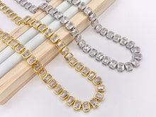 Cargar imagen en el visor de la galería, CZ Pave Baguette 16&quot; Necklace / 7&quot; Bracelet Gold/Platinum Plated Copper
