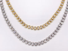 Cargar imagen en el visor de la galería, CZ Pave Baguette 16&quot; Necklace / 7&quot; Bracelet Gold/Platinum Plated Copper
