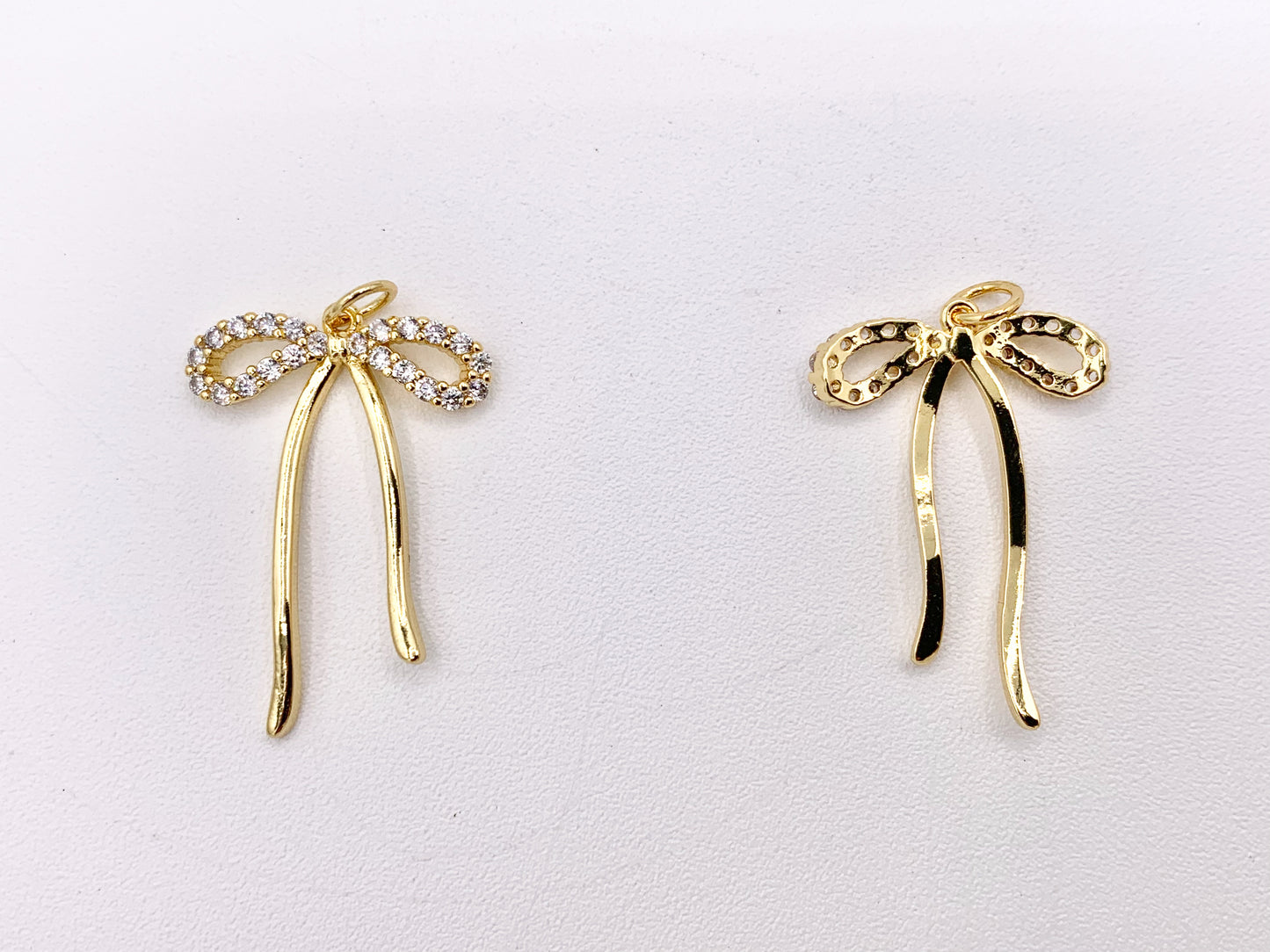 Cute CZ Pave Bowtie Pendant in 18K Gold/Platinum Plated Over Copper 8PCS